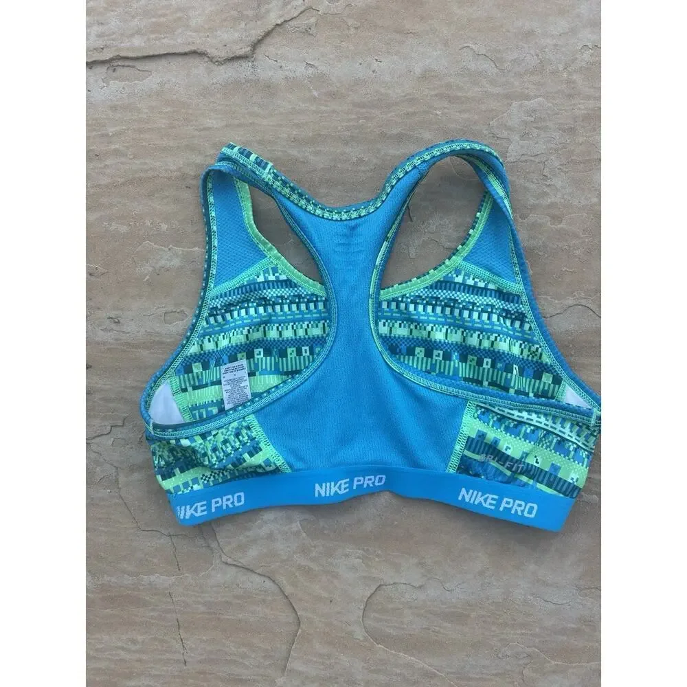 Nike Pro Hypercool Bra Girls L Green Blue Swoosh Sports/Gymnastics Bra